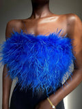 Solid Feather Bandeau Tank Top