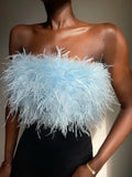 Solid Feather Bandeau Tank Top