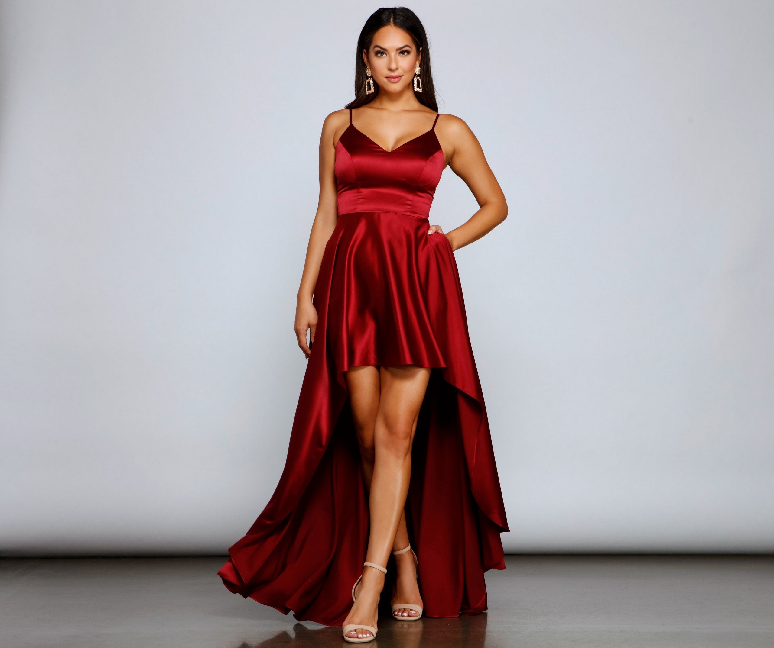 Spencer Satin High-Low Formal Dress