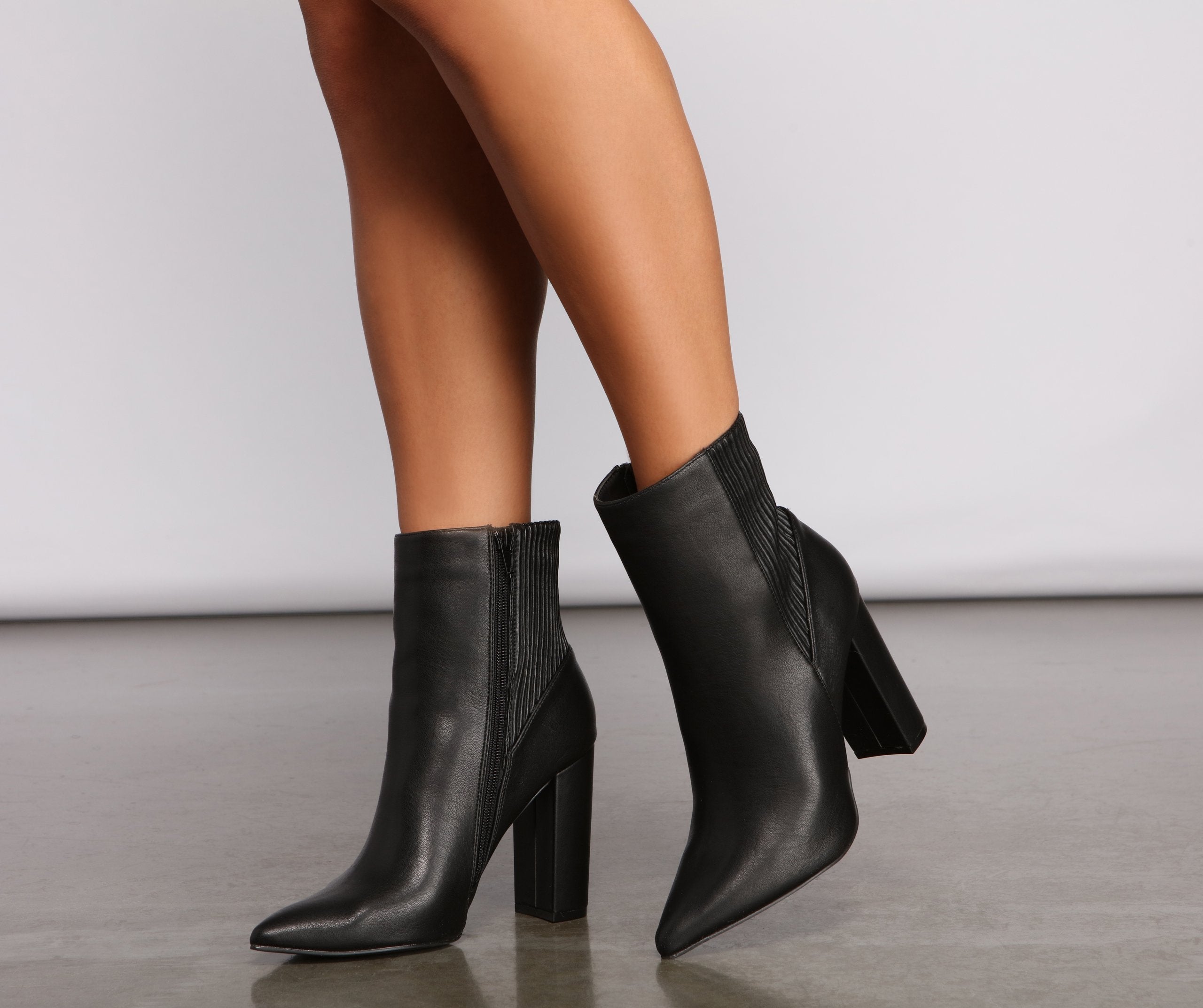 Stacked On Basics Faux Leather Block Heel Booties