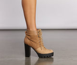 Stacked On Faux Suede Lug Sole Booties
