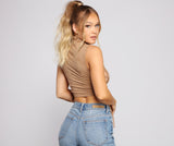 Step Up Lace Up Faux Suede Crop Top