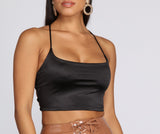 Strappy In Satin Crop Top