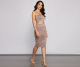 Strut It Out Ruched Cutout Midi Dress