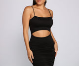 Strut It Out Ruched Cutout Midi Dress