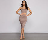 Strut It Out Ruched Cutout Midi Dress