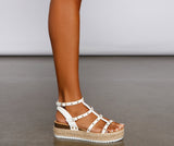 Studded Chic Faux Leather Espadrille Sandals