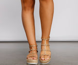 Studded Chic Faux Leather Espadrille Sandals