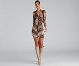 Stun In Snake Print Button-Down Dress