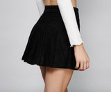 Stylishly Sassy Pleated Corduroy Mini Skirt