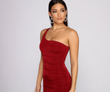 Such A Stunner One Shoulder Ruched Mini Dress