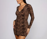 Sultry Ruched Snake Print Mini Dress