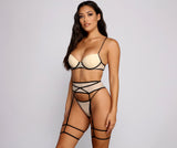 Sultry Stunner Mesh Bra And Garter Set