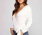 Surplice Sweetie Tie Waist Sweater