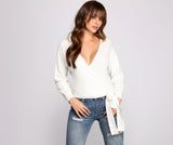 Surplice Sweetie Tie Waist Sweater