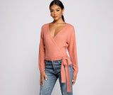 Surplice Sweetie Tie Waist Sweater