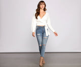 Surplice Sweetie Tie Waist Sweater