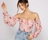 Sweet And Chic Floral Chiffon Bodysuit