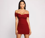 Sweet And Sultry Off The Shoulder Mini Dress