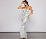 Taisia Formal Sequin Scroll Dress