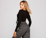 Taking The Plunge Lace-Up Crop Top