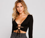 Taking The Plunge Lace-Up Crop Top