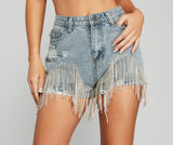 The Edge Of Fringe High Waist Denim Shorts