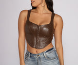 The Hook Up Faux Leather Corset Top