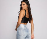 The Hook Up Faux Leather Corset Top