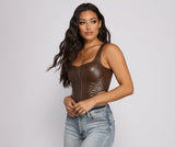 The Hook Up Faux Leather Corset Top