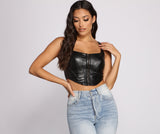 The Hook Up Faux Leather Corset Top