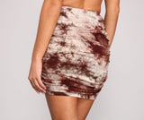 Tie Dye Love Ruched Mini Skirt