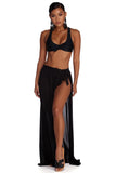 Tie Waist Mesh Maxi Skirt