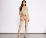 Tie Waist Skinny Paperbag Pants