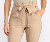 Tie Waist Skinny Paperbag Pants