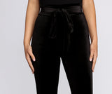 Tie Waist Velvet Skinny Pants