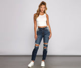 Tobi High Rise Destructed Mom Jeans