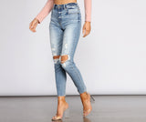 Tobi Super High Waist Destructed Mom Jeans