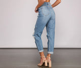 Totally Destructed Cuffed Mom Jeans