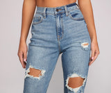 Totally Destructed Cuffed Mom Jeans