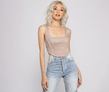 Trendy Babe Faux Suede Corset Top