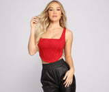 Trendy Babe Faux Suede Corset Top