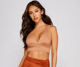 Trendy Basic Tie-Back Crop Top