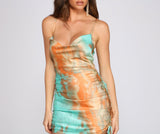 Trendy In Tie-Dye Satin Mini Dress