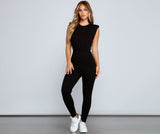 Trendy Moves Padded Shoulder Jumpsuit