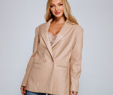 Trendy Oversized Faux Leather Blazer