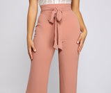 Trendy Tie-Waist Flared Pants