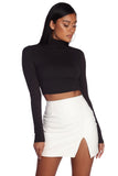 Trendy Turtle Neck Crop Top