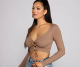 Trendy Twist Front Brushed Knit Crop Top