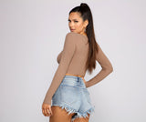 Trendy Twist Front Brushed Knit Crop Top